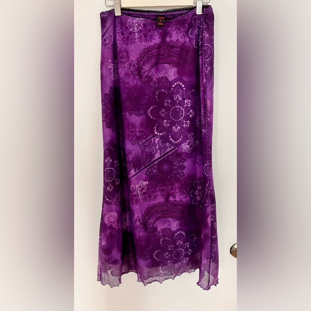 ROMWE Purple Floral maxi skirt.